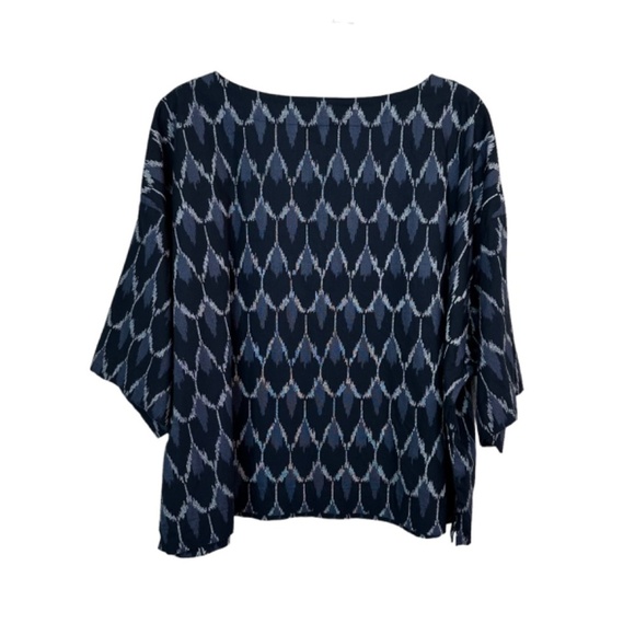 J.Jill Top Womens Size L Petite Mix Ikat Print Relaxed Kimono Style Boat Neck - Picture 8 of 15